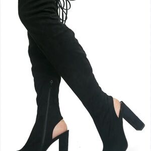 Shoe Dazzle Elegant Black Women's Over-the-Knee Boots